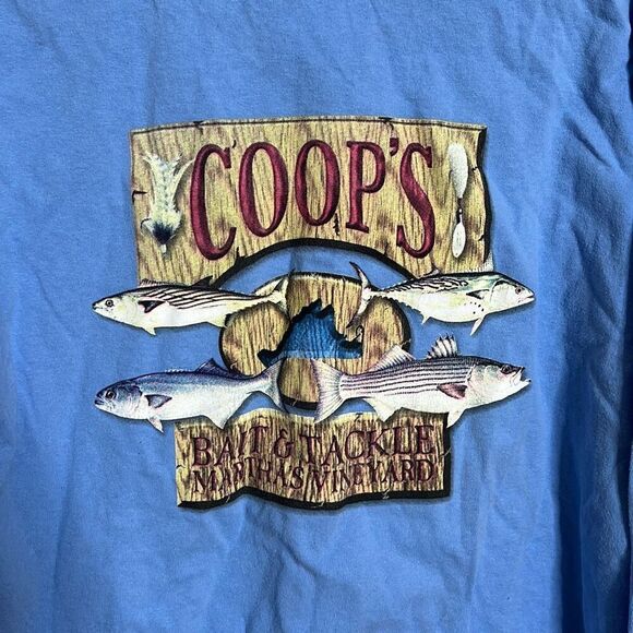 Martha's Vineyard Crew Neck Bait & Tackle Coops Long Sleeve T-shirt Blue Large - Picture 3 of 6
